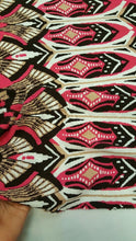 Load image into Gallery viewer, Rayon Challis Fabric By The Yard Fuchsia Black Egypt Geometric Pattern Dress
