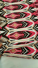 Load image into Gallery viewer, Rayon Challis Fabric By The Yard Fuchsia Black Egypt Geometric Pattern Dress
