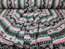 Load image into Gallery viewer, Rayon Challis Fabric By The Yard Multicolor Floral Flower Pink Black Paisley
