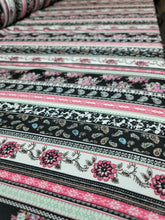 Load image into Gallery viewer, Rayon Challis Fabric By The Yard Multicolor Floral Flower Pink Black Paisley
