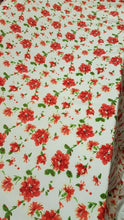 Load image into Gallery viewer, Rayon Challis Fabric By The Yard Red Floral Ivory Background Soft Flowy Organic
