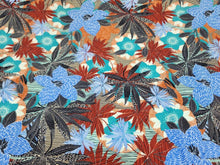 Load image into Gallery viewer, Rayon Challis Fabric By The Yard Tropical Palm Tree Blue Floral Hawaiian Print
