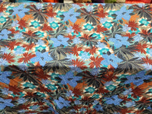 Load image into Gallery viewer, Rayon Challis Fabric By The Yard Tropical Palm Tree Blue Floral Hawaiian Print
