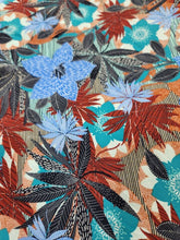 Load image into Gallery viewer, Rayon Challis Fabric By The Yard Tropical Palm Tree Blue Floral Hawaiian Print
