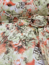 Load image into Gallery viewer, Spandex Floral Flower Print Green Orange Stretch Fabric By The Yard Fashion
