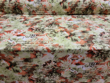 Load image into Gallery viewer, Spandex Floral Flower Print Green Orange Stretch Fabric By The Yard Fashion
