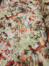 Load image into Gallery viewer, Spandex Floral Flower Print Green Orange Stretch Fabric By The Yard Fashion
