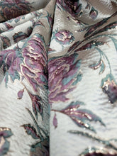 Load image into Gallery viewer, SAGE MAUVE Brocade Flower Floral Fabric Sold By The Yard For Dress Upholstery
