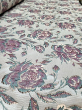 Load image into Gallery viewer, SAGE MAUVE Brocade Flower Floral Fabric Sold By The Yard For Dress Upholstery
