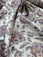 Load image into Gallery viewer, SAGE MAUVE Brocade Flower Floral Fabric Sold By The Yard For Dress Upholstery
