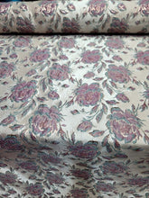 Load image into Gallery viewer, SAGE MAUVE Brocade Flower Floral Fabric Sold By The Yard For Dress Upholstery
