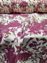 Load image into Gallery viewer, FUCHSIA PINK GOLD Floral Brocade Fabric Sold By The Yard For Dress Upholstery
