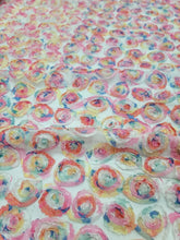 Load image into Gallery viewer, White Mesh Embroidery Multicolor Floral Fabric By The Yard Confetti Pastel Color
