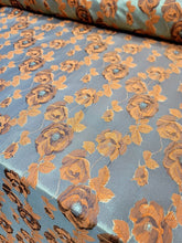 Load image into Gallery viewer, Gold Metallic Brocade Jacquard Orange Floral Fabric Sold By The Yard For Dress
