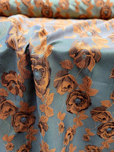 Load image into Gallery viewer, Gold Metallic Brocade Jacquard Orange Floral Fabric Sold By The Yard For Dress
