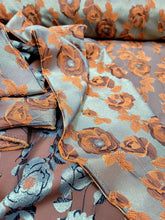 Load image into Gallery viewer, Gold Metallic Brocade Jacquard Orange Floral Fabric Sold By The Yard For Dress
