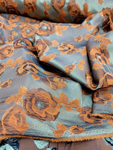 Load image into Gallery viewer, Gold Metallic Brocade Jacquard Orange Floral Fabric Sold By The Yard For Dress
