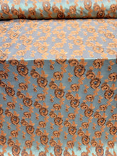 Load image into Gallery viewer, Gold Metallic Brocade Jacquard Orange Floral Fabric Sold By The Yard For Dress
