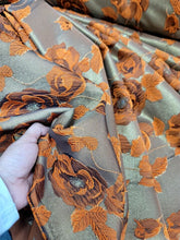 Load image into Gallery viewer, Gold Metallic Brocade Jacquard Orange Floral Fabric Sold By The Yard For Dress
