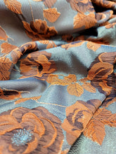 Load image into Gallery viewer, Gold Metallic Brocade Jacquard Orange Floral Fabric Sold By The Yard For Dress
