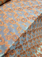 Load image into Gallery viewer, Gold Metallic Brocade Jacquard Orange Floral Fabric Sold By The Yard For Dress
