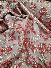 Load image into Gallery viewer, Red Gold Jacquard Brocade Fabric By the Yard Metallic Floral For Dress Prom
