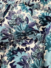 Load image into Gallery viewer, AQUA PURPLE BLUE FLORAL CHENILLE UPHOLSTERY BROCADE FABRIC SOLD BY THE YARD
