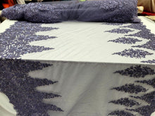 Load image into Gallery viewer, Lavender Amethyst Lace Fabric Beaded Flower Embroidery Sequins Fabric By The Yar
