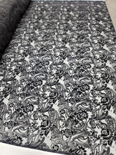 Load image into Gallery viewer, BLACK Silk Burn Out Velvet Fabric Sold By The Yard Paisley Pattern 45&quot; W FASHION
