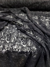 Load image into Gallery viewer, BLACK Silk Burn Out Velvet Fabric Sold By The Yard Paisley Pattern 45&quot; W FASHION
