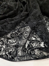 Load image into Gallery viewer, BLACK Silk Burn Out Velvet Fabric Sold By The Yard Paisley Pattern 45&quot; W FASHION
