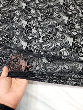 Load image into Gallery viewer, BLACK Silk Burn Out Velvet Fabric Sold By The Yard Paisley Pattern 45&quot; W FASHION
