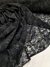 Load image into Gallery viewer, BLACK Silk Burn Out Velvet Fabric Sold By The Yard Paisley Pattern 45&quot; W FASHION
