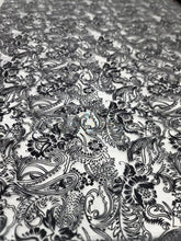 Load image into Gallery viewer, BLACK Silk Burn Out Velvet Fabric Sold By The Yard Paisley Pattern 45&quot; W FASHION
