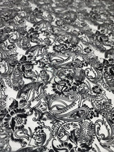 Load image into Gallery viewer, BLACK Silk Burn Out Velvet Fabric Sold By The Yard Paisley Pattern 45&quot; W FASHION
