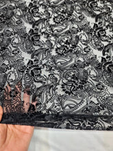 Load image into Gallery viewer, BLACK Silk Burn Out Velvet Fabric Sold By The Yard Paisley Pattern 45&quot; W FASHION
