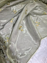 Load image into Gallery viewer, Olive Sheer Organza Craft DRESS Wedding Backdrop EMBROIDERY FLORAL FABRIC BY YAR
