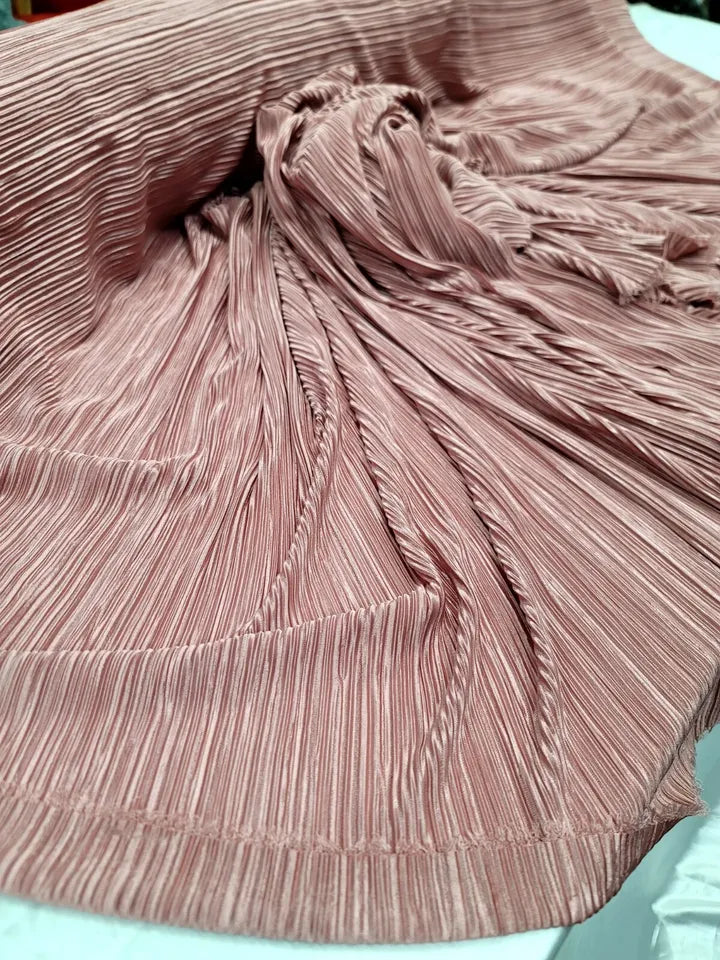 Dusty Rose Micro Pleated Stretch Soft Dress Glamorous FABRIC SOLD BY THE YARD