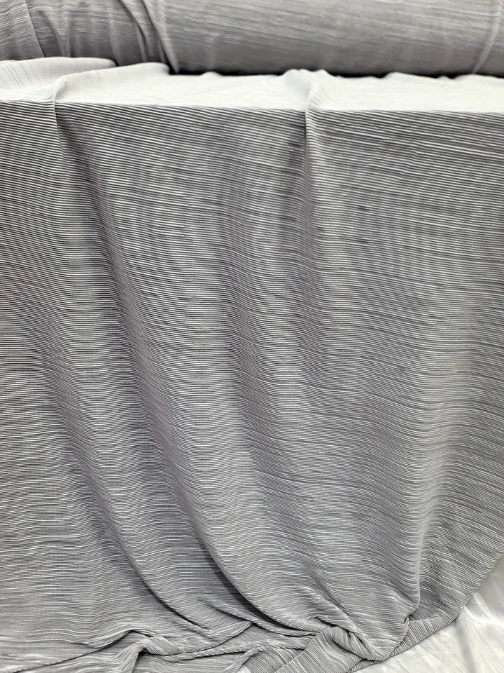 Silver Pleated Stretch Spandex Textured Fabric Sold By The Yard Mini Pleated