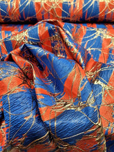 Load image into Gallery viewer, Damask Jacquard Brocade Royal Blue Red Gold Metallic Fabric Sold By The Yard
