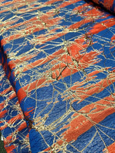 Load image into Gallery viewer, Damask Jacquard Brocade Royal Blue Red Gold Metallic Fabric Sold By The Yard
