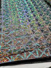 Load image into Gallery viewer, Green Blue Iridescent Black Mesh 4 way Stretch Sequins
