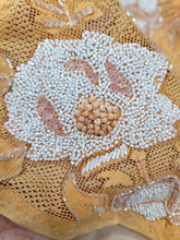 Load image into Gallery viewer, Orange Embroidery Beads Sequins Lace Fabric 57” Width Sold BTY
