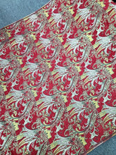 Load image into Gallery viewer, Red brocade yellow damask fabric sold by the yard chenille brocade for upholster
