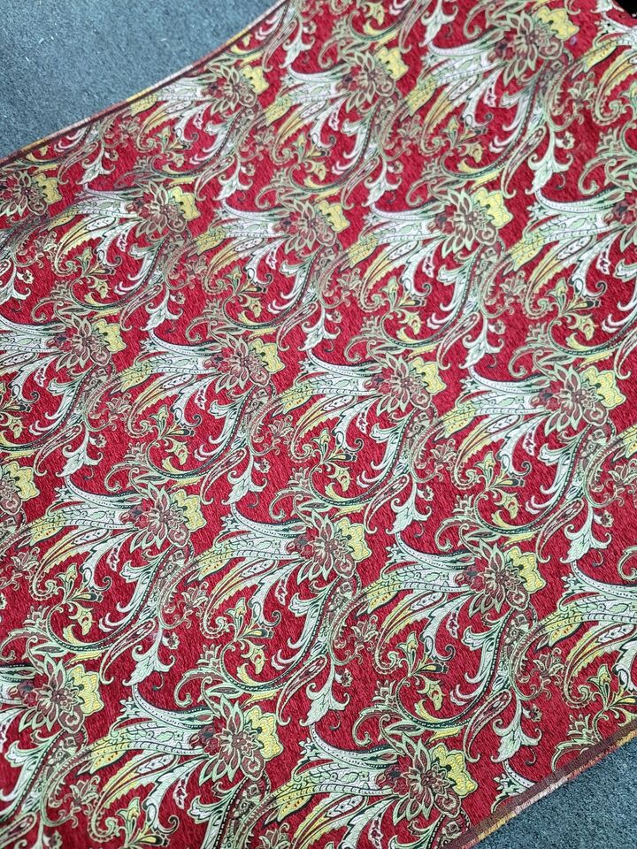 Red brocade yellow damask fabric sold by the yard chenille brocade for upholster