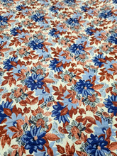 Load image into Gallery viewer, Fabric Sold By The Yard Chenille Brocade Floral Flowers Blue Orange Upholstery
