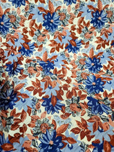 Load image into Gallery viewer, Fabric Sold By The Yard Chenille Brocade Floral Flowers Blue Orange Upholstery
