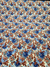 Load image into Gallery viewer, Fabric Sold By The Yard Chenille Brocade Floral Flowers Blue Orange Upholstery
