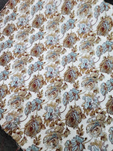 Load image into Gallery viewer, Fabric Sold By The Yard Chenille Brocade Floral Aqua Blue Brown Beige Upholstery
