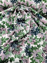 Load image into Gallery viewer, Fabric By The Yard Green Leaves Blush Mauve Floral Brocade Chenille Upholstery
